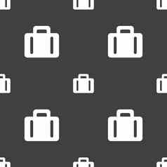 手提箱图标标志无缝的模式灰色的背景