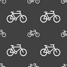 自行车图标标志无缝的模式灰色的背景