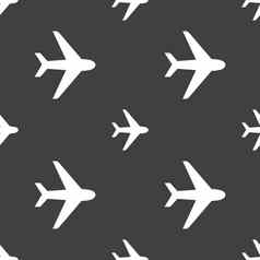 飞机图标标志无缝的模式灰色的背景