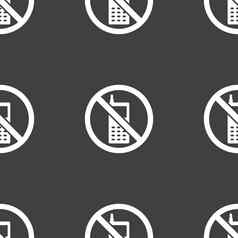 移动电话禁止图标标志无缝的模式灰色的背景