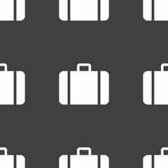 手提箱图标标志无缝的模式灰色的背景