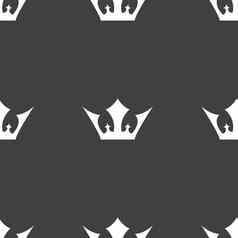 皇冠图标标志无缝的模式灰色的背景
