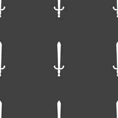 剑图标标志无缝的模式灰色的背景
