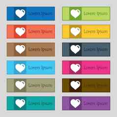 心爱图标标志集十二个矩形色彩斑斓的美丽的高质量的按钮网站