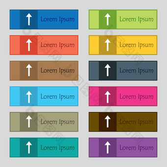 方向箭头图标标志集十二个矩形色彩斑斓的美丽的高质量的按钮网站