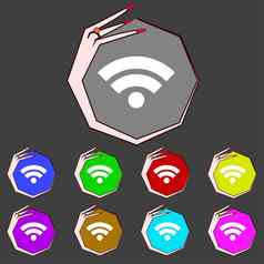 无线网络标志无线网络象征无线网络图标区集色彩鲜艳的按钮