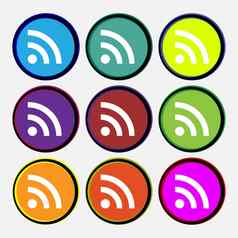 无线网络无线网络无线网络图标标志多色的轮按钮