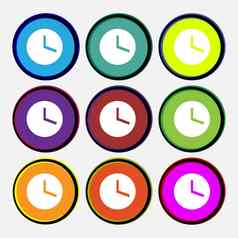 机械时钟图标标志多色的轮按钮