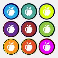 苹果图标标志多色的轮按钮