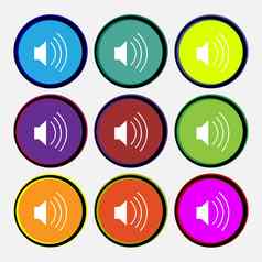 体积声音图标标志多彩色的轮按钮