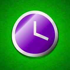 机械时钟图标标志象征别致的彩色的黏糊糊的标签绿色背景