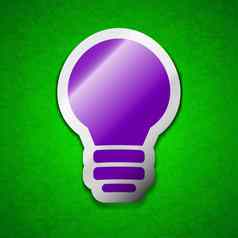 光灯的想法图标标志象征别致的彩色的黏糊糊的标签绿色背景