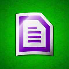 文本文件文档图标标志象征别致的彩色的黏糊糊的标签绿色背景