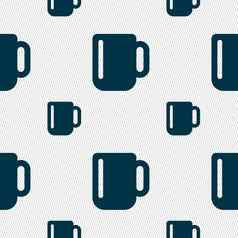 杯咖啡茶图标标志无缝的模式几何纹理