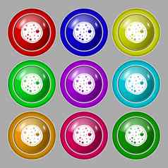 披萨图标象征轮色彩鲜艳的按钮