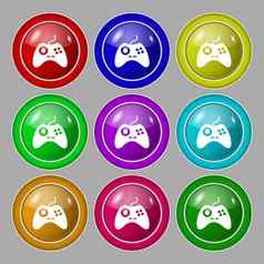 操纵杆标志图标视频游戏象征象征轮色彩鲜艳的按钮