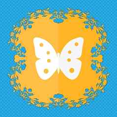 蝴蝶标志图标昆虫象征花平设计蓝色的摘要背景的地方文本