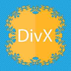 divx视频格式标志图标象征花平设计蓝色的摘要背景的地方文本
