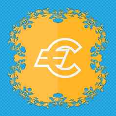 欧元欧元花平设计蓝色的摘要背景的地方文本