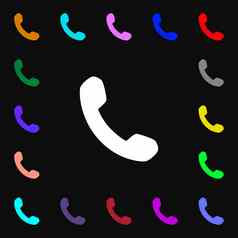 电话支持调用中心图标标志很多色彩斑斓的符号设计