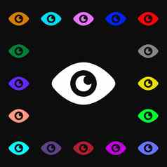 眼睛发布内容图标标志很多色彩斑斓的符号设计