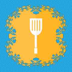 厨房电器图标标志花平设计蓝色的摘要背景的地方文本