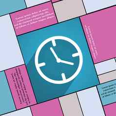 时钟时间图标象征平现代网络设计长影子空间文本
