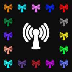 无线网络互联网图标标志很多色彩斑斓的符号设计