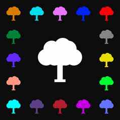 树森林图标标志很多色彩斑斓的符号设计
