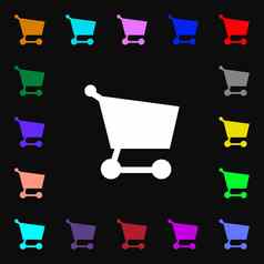 购物篮子图标标志很多色彩斑斓的符号设计