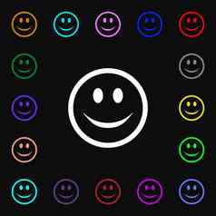 微笑快乐脸图标标志很多色彩斑斓的符号设计