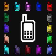 移动电话图标标志很多色彩斑斓的符号设计
