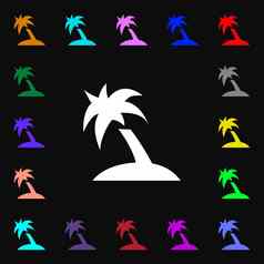 棕榈树旅行旅行图标标志很多色彩斑斓的符号设计