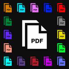 文件PDF图标标志很多色彩斑斓的符号设计