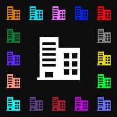 高层商业建筑住宅公寓图标标志很多色彩斑斓的符号设计