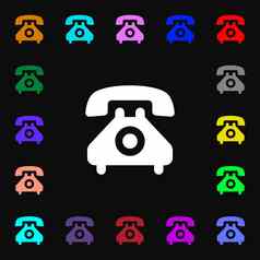复古的电话手机图标标志很多色彩斑斓的符号设计
