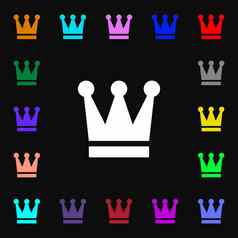 王皇冠图标标志很多色彩斑斓的符号设计