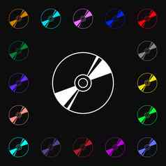 Dvd紧凑的磁盘蓝色的雷图标标志很多色彩斑斓的符号设计