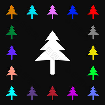 圣诞节<strong>树icon</strong>i标志很多色彩斑斓的符号设计