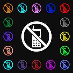 移动电话禁止iconi标志很多色彩斑斓的符号设计