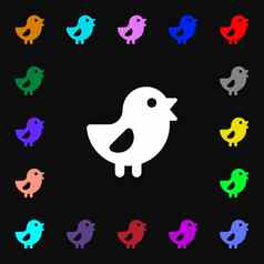 鸡鸟图标标志很多色彩斑斓的符号设计