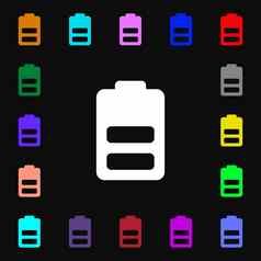 电池一半水平低电图标标志很多色彩斑斓的符号设计