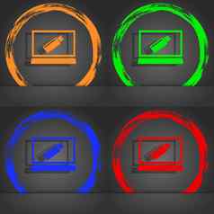 Usb闪光开车监控标志图标视频游戏象征时尚现代风格橙色绿色蓝色的红色的设计
