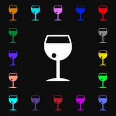 玻璃酒iconi标志很多色彩斑斓的符号设计
