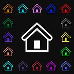 房子图标标志很多色彩斑斓的符号设计
