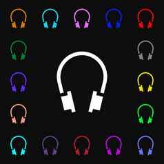 耳机图标标志很多色彩斑斓的符号设计