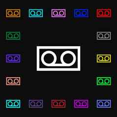 音频盒式磁带图标标志很多色彩斑斓的符号设计
