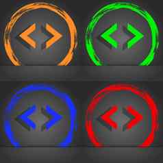代码标志图标程序员象征时尚现代风格橙色绿色蓝色的红色的设计
