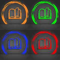 书标志图标开放书象征时尚现代风格橙色绿色蓝色的红色的设计