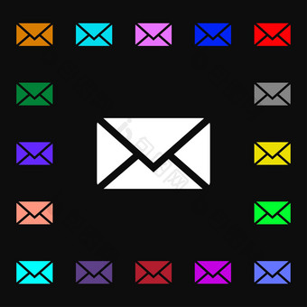邮件信封消息图标标志很多色彩斑斓的符号设计